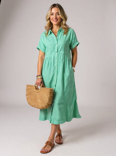Leonie | Striped Cotton Shirt Dress