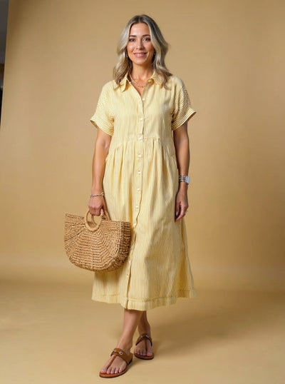 Leonie | Striped Cotton Shirt Dress