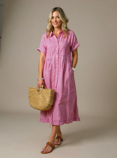 Leonie | Striped Cotton Shirt Dress