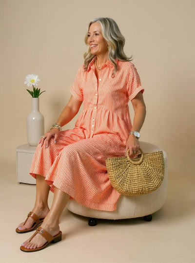 Leonie | Striped Cotton Shirt Dress