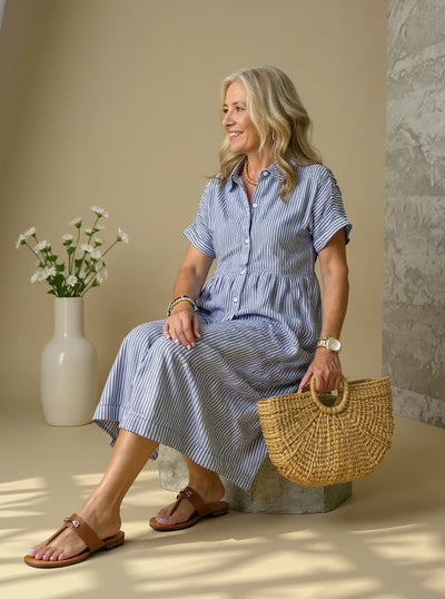 Leonie | Striped Cotton Shirt Dress