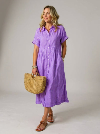 Leonie | Striped Cotton Shirt Dress